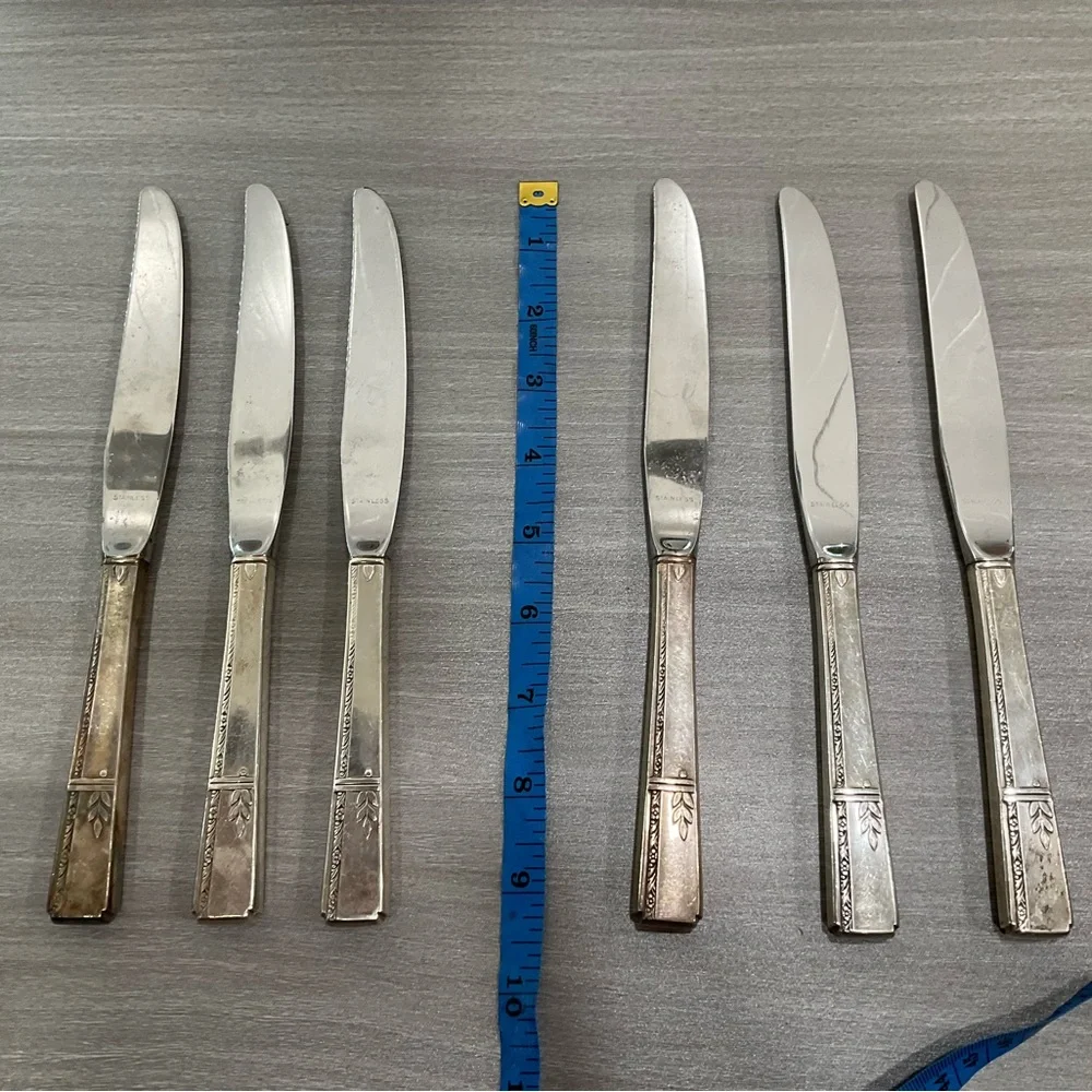 VINTAGE‎ ONEIDA PRESTIGE GRENOBLE DINNER KNIVES SILVERPLATE 1938 SET OF SIX